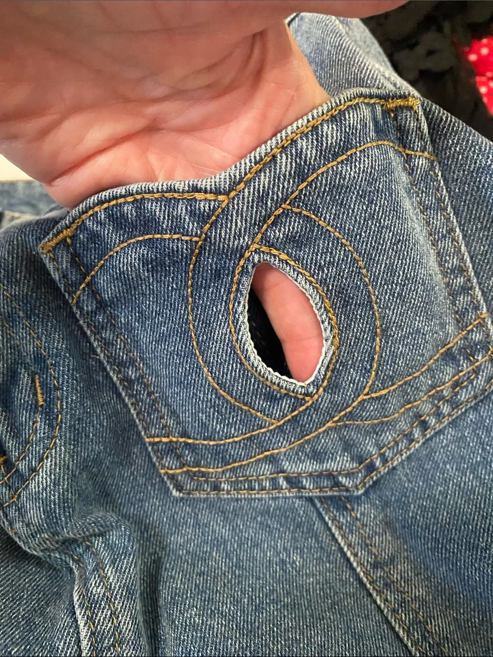 Chanel Blue Denim Skirt with CC cutout front pockets 36